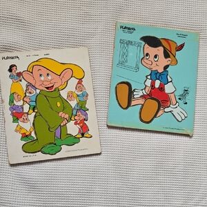 Vintage Wooden Disney Puzzle Set